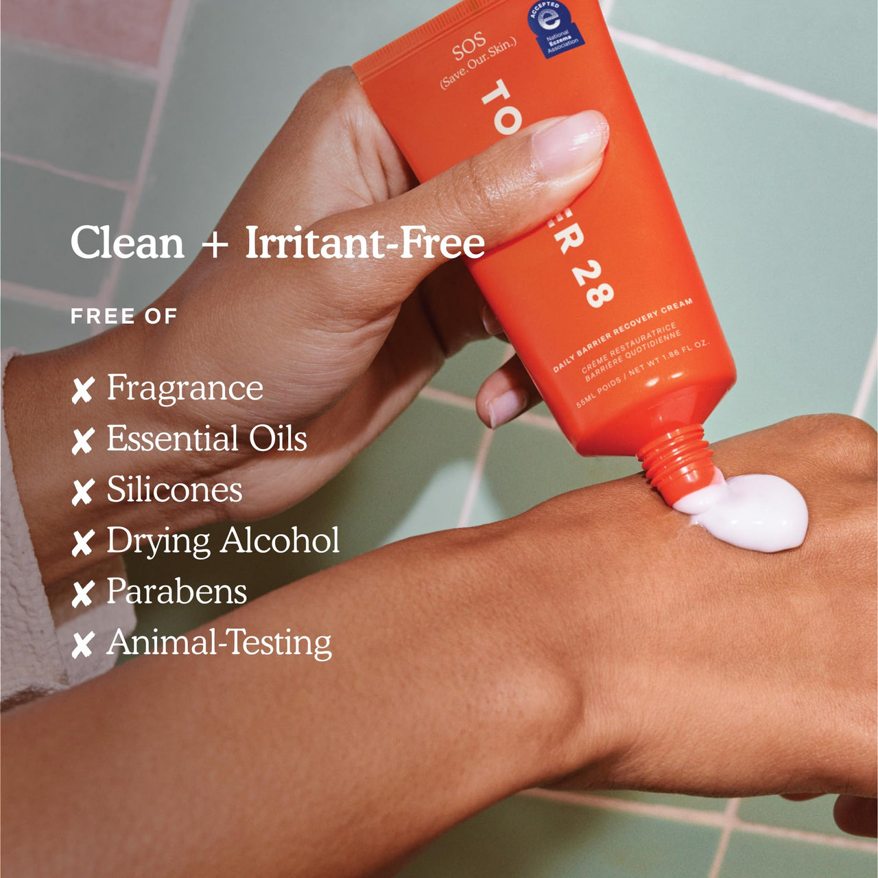 Tower 28 SOS Recovery Face Cream - Hydrating Face Moisturizer with Hyaluronic Acid + Ceramides - Skin Barrier Repair Moisturizer Reduces Redness + Improves Texture - Sensitive Skin Care (1.86 oz)