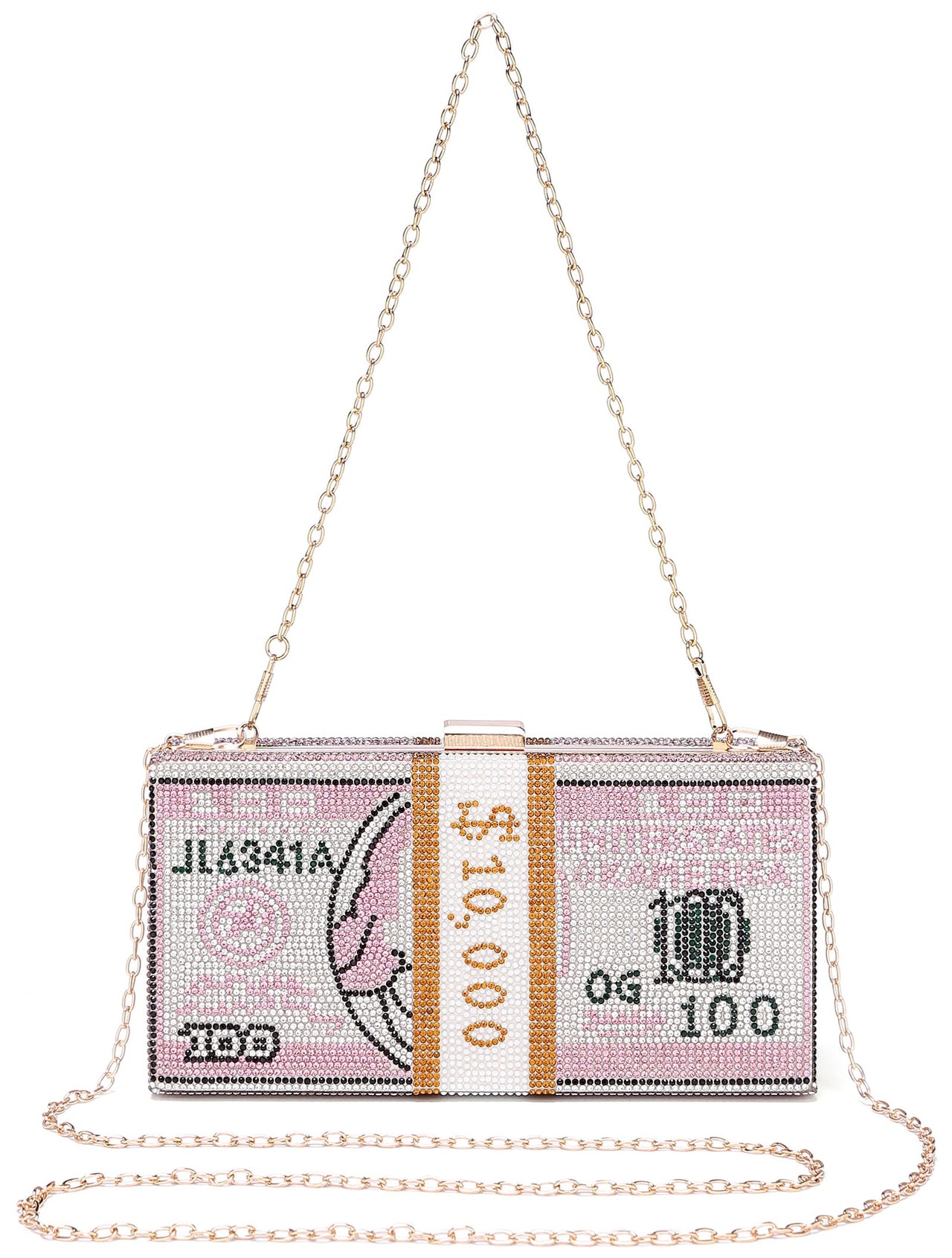 Covelin Dollar Clutch Purse for Women from, Rhinestone Evening Handbag Money Bag Pink