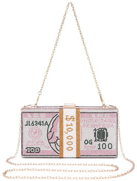 Thumbnail for Covelin Dollar Clutch Purse for Women from, Rhinestone Evening Handbag Money Bag Pink