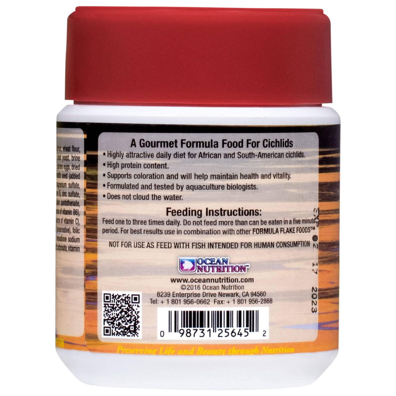 Ocean Nutrition Fish Food - Cichlid Fish Food, High Protein Fish Flakes, Tropical Fish Flakes, Ideal Cichlid Food for Angelfish, Kribensis, Ram Cichlids and More, Made in The USA, 1.2 oz (34 g)