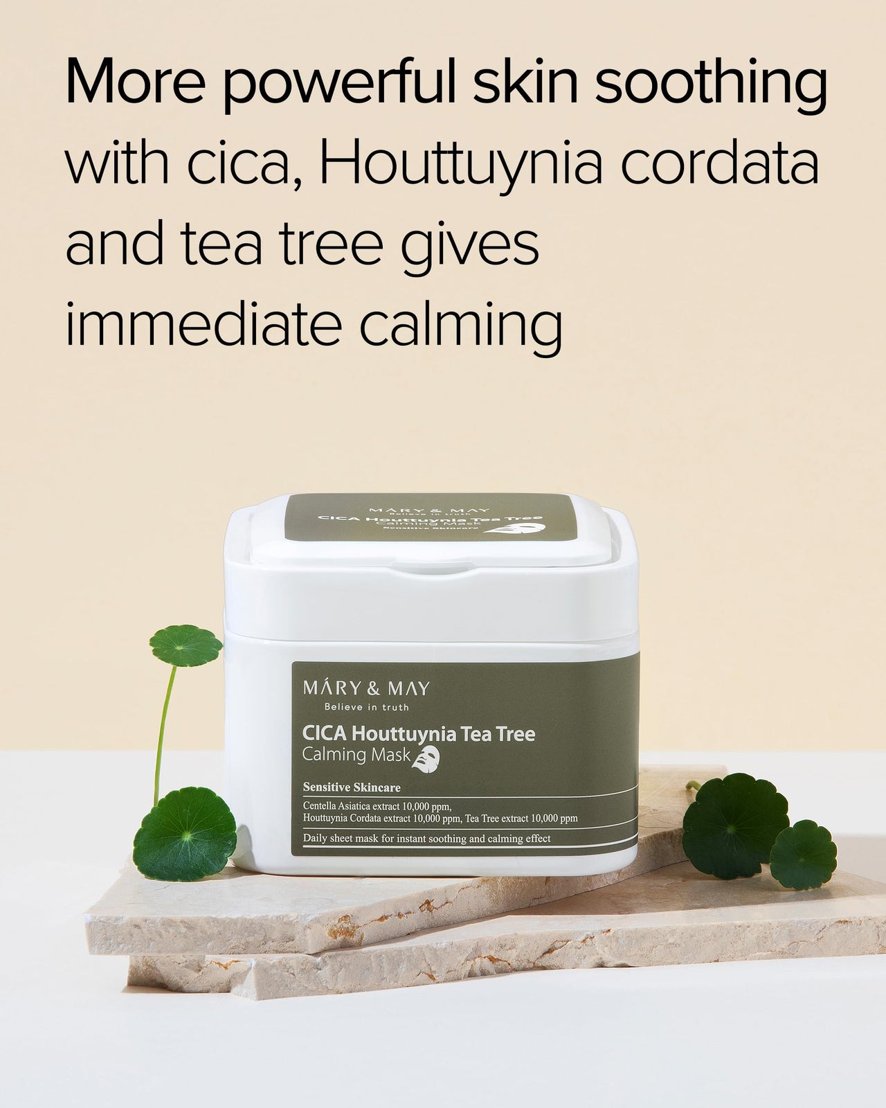 Mary&May CICA Houttuynia Tea Tree Calming Mask - Daily Pull Out Sheet Mask for Instant Soothing & Moisturizing - Korean Skincare, Hypoallergenic and Cruelty-Free, 30 Sheets