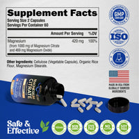 Thumbnail for Magnesium Citrate Capsules 1000mg | High Absorption Supplement - Sleep, Muscle & Heart Support - Vegan | Non-GMO - Made in USA - As Powder | Pills | Tablets - 120 Capsules, 2 Month Supply