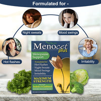 Thumbnail for Wellgenix Menocet Plus Menopause Support - All-in-One Menopause Supplement - Daily Relief Feminine Care - Hot Flashes, Night Sweats, Mood Swings & Irritability - 30 Tablets (Pack of 2)