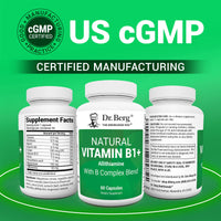 Thumbnail for Dr. Berg Natural Vitamin B1 B6 B12 Complex - Allithiamine Vitamin B1 Supplement with 8 Essential Vitamin B Complex for Men & Women Including Thiamin, Niacin, Folate, Magnesium & More - 60 Capsules
