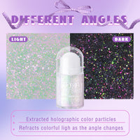 Thumbnail for HOSAILY Roll-on Holographic Body Glitter Gel for Face Hair, Chameleon Color Changing Glitter Gel Under Light, Chunky Mermaid Sequins Festival Party Rave Accessories Shimmer Makeup (Sparkling Pink)