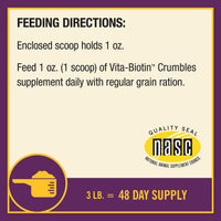 Thumbnail for Horse Health Vita Biotin Crumbles Horse Hoof Supplement, Biotin Supplement Supports Healthy Hoof Growth, Strong Walls, Prevents Cracks & Chipping, 3 lbs, 48-Day Supply