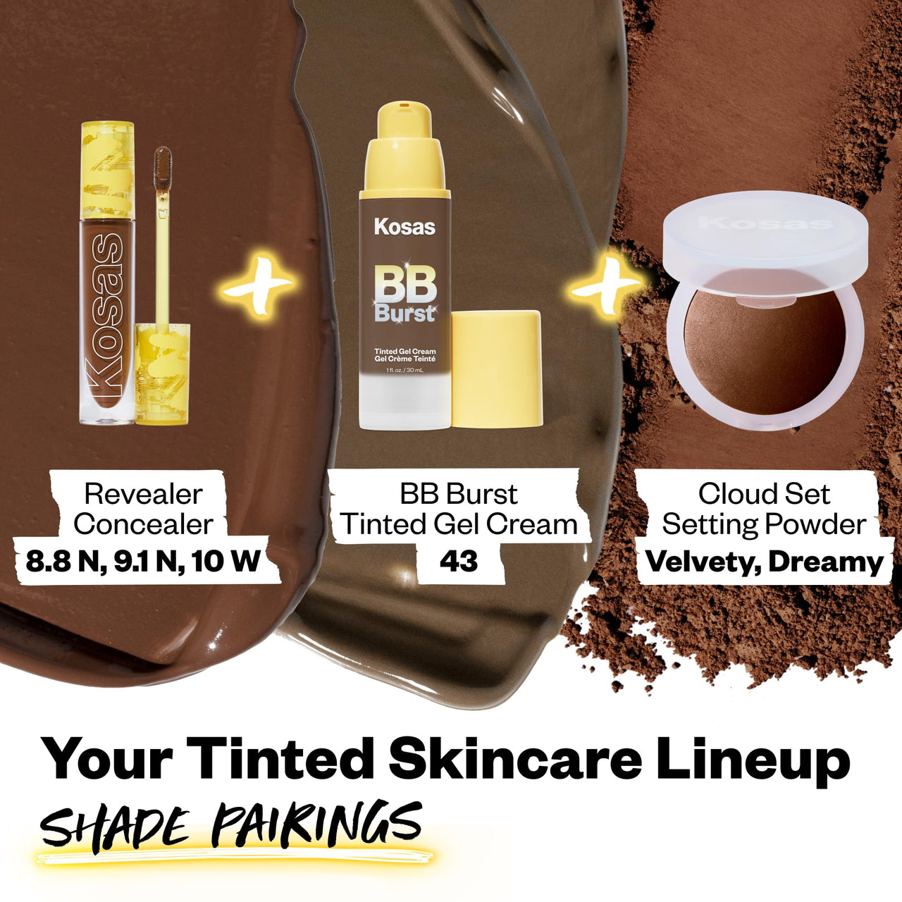 Kosas BB Burst Tinted Face Gel Cream - Supports Healthy Collagen, Smoothes Skin, Hydrates & Moisturizes - Lightweight Buildable Coverage - Deep Neutral Olive 43, (1 Oz/30 ML)