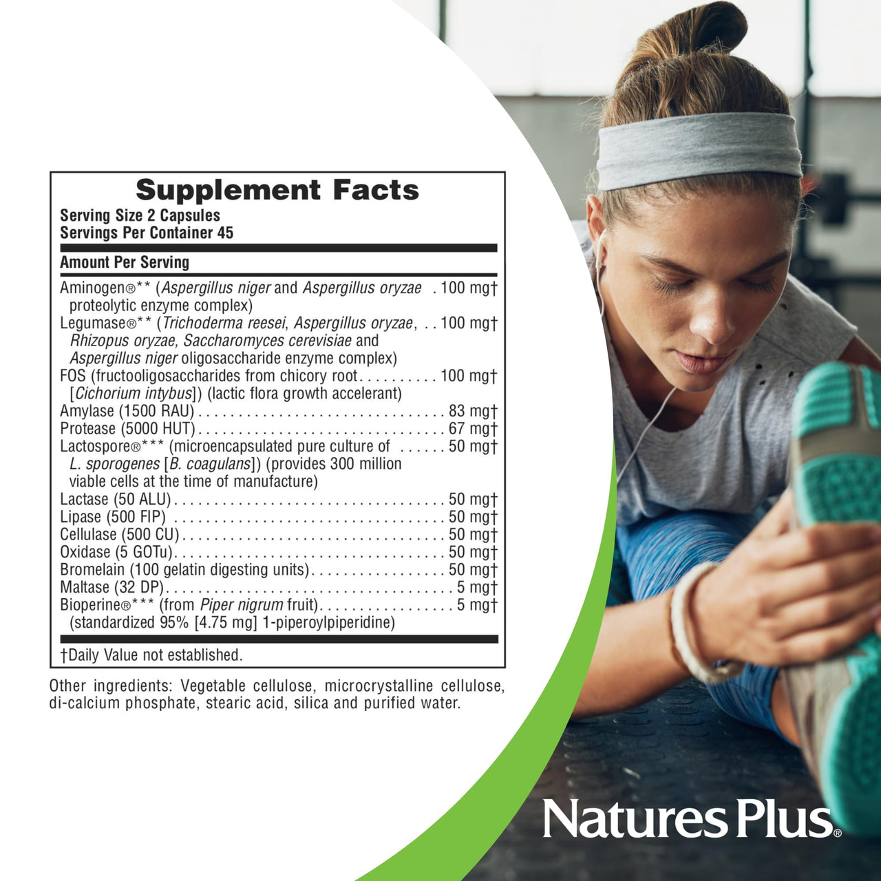 NaturesPlus Acti-Zyme - 90 Capsules - Digestive Enzyme Support Supplement with Probiotics - Promotes Gut Health & Digestion - Gluten Free, Vegetarian - 45 Servings