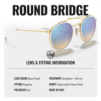 Thumbnail for Ray-Ban RB3647N ROUND DOUBLE BRIDGE Round Shaped Non-Polarized Sunglasses for Men & Women – Includes Official RAYBAN Eyewear Kit – Ideal Formal & Casual Wear Sunglasses – Blue Flash Lens