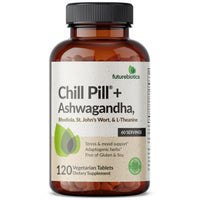 Thumbnail for Futurebiotics Chill Pill + Ashwagandha, Rhodiola, St. John’s Wort, & L-Theanine - Non-GMO, 120 Vegetarian Tablets
