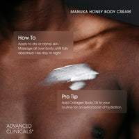 Thumbnail for Advanced Clinicals Manuka Honey Body Cream For Women & Men | Body Butter Lotion For Extremely Dry Skin | Collagen Cream | Skincare Moisturizer Hydrating Balm Improves Look Of Aging Skin, 16 Ounce