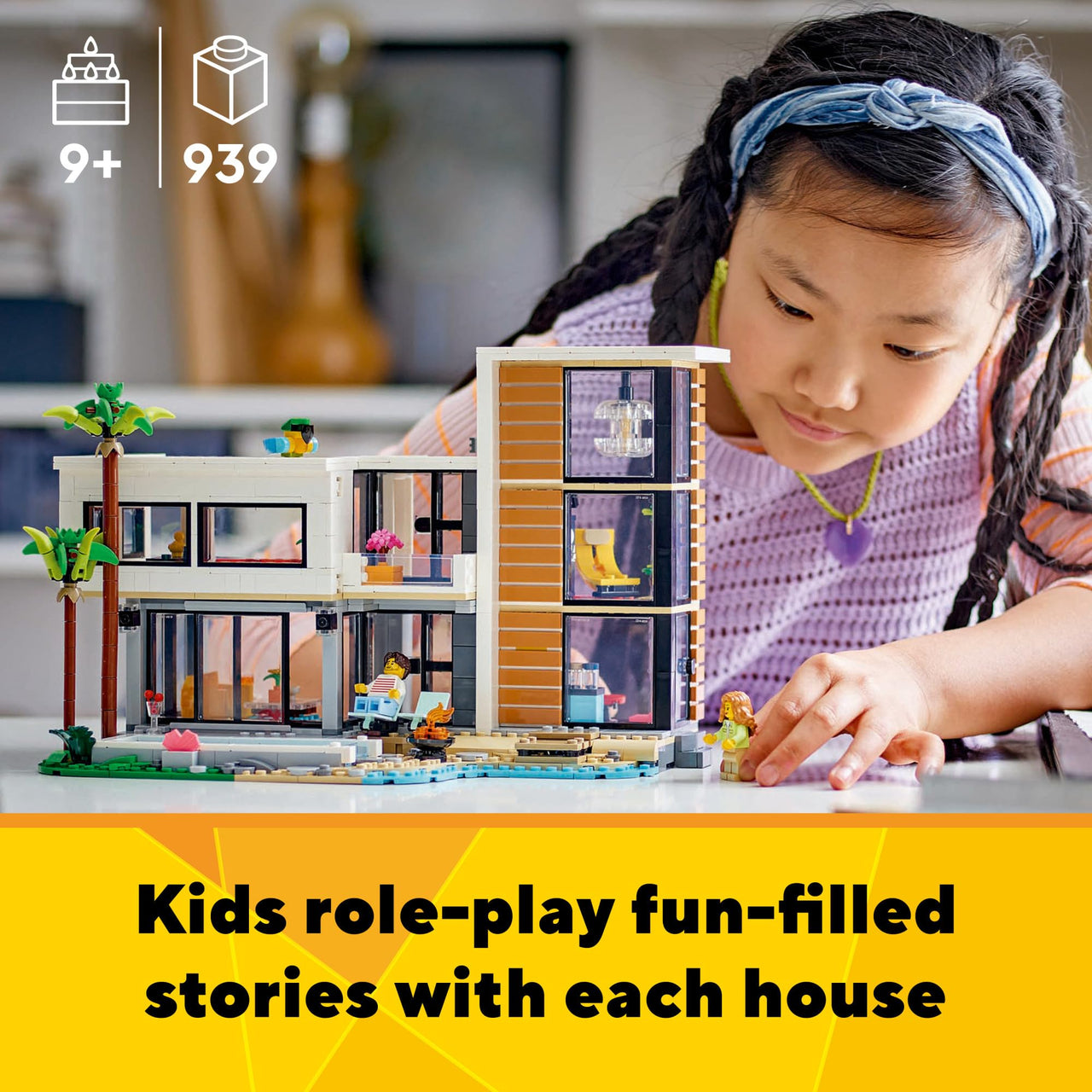 LEGO Creator 3 in 1 Modern Toy House - Kids Toy Building Set with 3 Building Options for Boys & Girls, Ages 9+ - with 2 Minifigures for Pretend Play - Gift Idea for Birthday - 31153