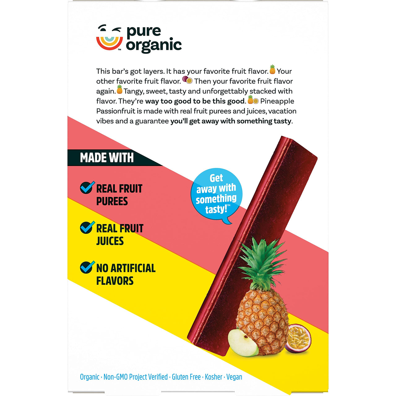 Pure Organic Layered Fruit Bars, Gluten Free, Vegan Fruit Snacks, Pineapple Passionfruit (2 Boxes, 24 Bars) (Pack of 2)