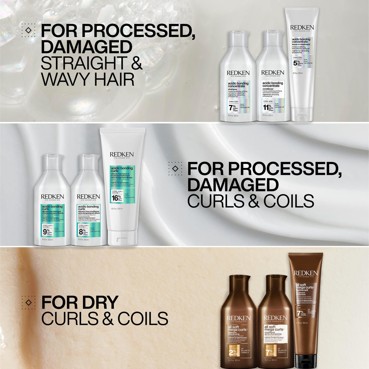 Redken Acidic Bonding Curls Silicone-Free Conditioner | For Coily and Curly Hair | Build Bonds and Repair Curl Strength | With Curl-Bond Technology & Coconut Oil
