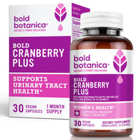 Thumbnail for Bold Cranberry Plus Extract - 100% Soluble 36mg PACs - Cranberry Supplement for Women & Men with Urinary Tract Support, Non-GMO Vitamin C â€” 1 Caps = 1 Glass Juice â€” 30 Vegan Capsules, 1 Month Supply
