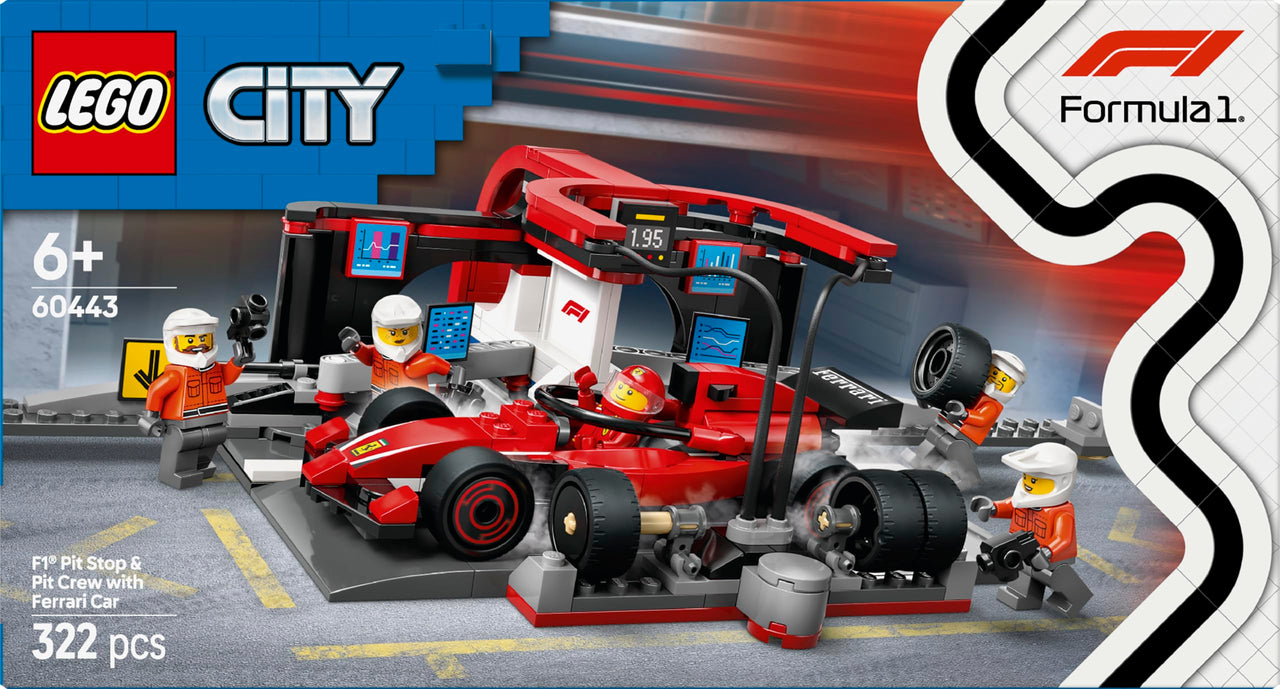 LEGO City F1(R) Ferrari Race Car Pit in Toy Toy Birthday Present Blocks Educational Boys Girls Children 6 Years 7 Years 8 9 Years Old Vehicle Car Mini Car 60443