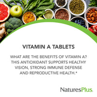 Thumbnail for NaturesPlus Vitamin A 10,000 IU - 90 Water-Dispersible Tablets - Vision, Skin & Immune Health Support - 90 Servings