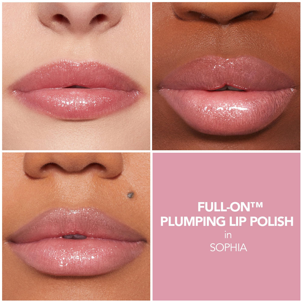 BUXOM Full-On Plumping Lip Polish, Tinted Lip Plumper Gloss with Peptides & Vitamin E, High-Shine Lip Gloss that Nourishes, Vegan, CK 4 Piece Set (Dolly, Sarina, Sophia, Celeste)