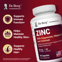 Thumbnail for Dr. Berg Zinc 30mg Enhanced with Magnesium, Vitamin D3, Selenium, & Copper - Zinc Supplements for Men & Women - Chelated Zinc for Immune, Skin, Hair, & Nails Support* - 60 Capsules