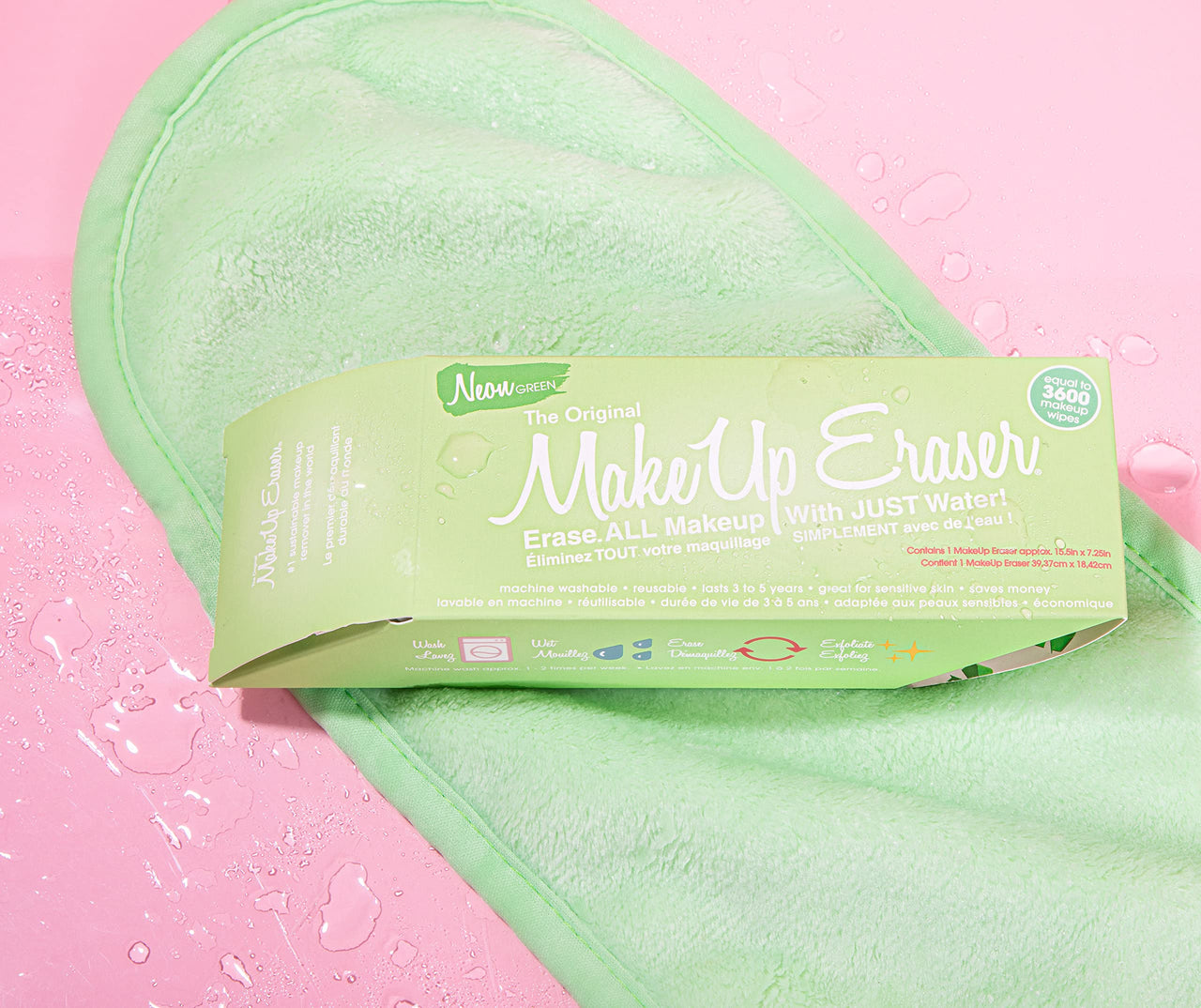 MakeUp Eraser, Erase All Makeup With Just Water, Including Waterproof Mascara, Eyeliner, Foundation, Lipstick and More (Neon Green)
