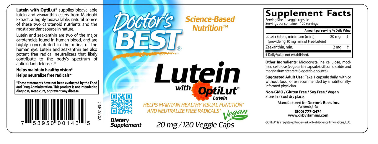 Doctor's Best Lutein with OptiLut 10 mg