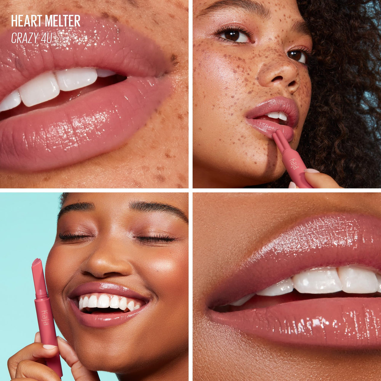 Kaja Lip Gloss - Heart Melter | High-shine, Glossy Finish, Soft Rosy Mauve, Moisturize, 03 Crazy 4U, 0.04 Oz