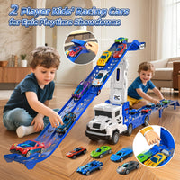 Thumbnail for Transport Truck Toys for 3 4 5 6 7 Years Old Boys,Toys Cars Track Set Transporter Trucks with 12 Die-Cast Car Toys 2 Race catapults Dual-Track Model,Toddler Car Toy Set for Kids Boys Girls
