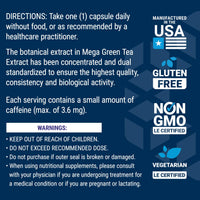 Thumbnail for Life Extension Decaffeinated Mega Green Tea Extract – Polyphenol-Rich, Cell Health, Heart Health, Brain Health, Antioxidant Protection – Non-GMO, Gluten-Free, Vegetarian – 100 Capsules