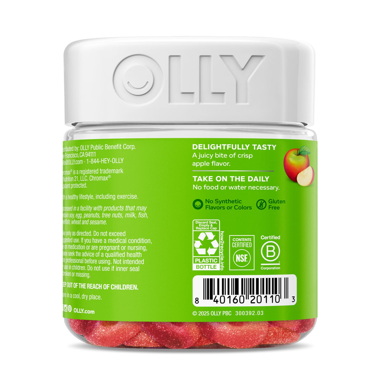 OLLY Metabolism Gummy Rings, Apple Cider Vinegar, Vitamin B12, Chromium, Energy and Digestive Health, Chewable Supplement, Apple Flavor - 30 Count