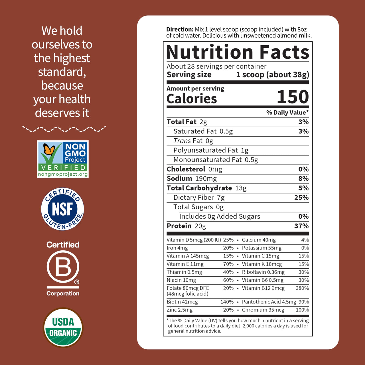 Garden of Life Meal Replacement Shakes, Raw Organic, Vanilla Chai Protein Powder with Plant Based Pea Protein, Sprouts, Greens, Probiotics, Dairy Free 28 Servings