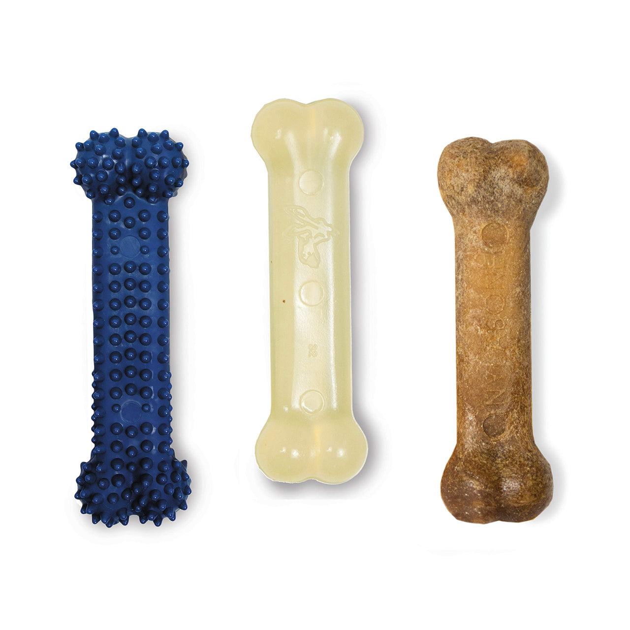 Nylabone Original Bone Flexi Chew Toy for Dogs, Dog Toys for Moderate Chewers, Dog Chew Bones, Chicken & Original Flavor, For X-Small Dogs - Up to 15 lbs, 3 Pack
