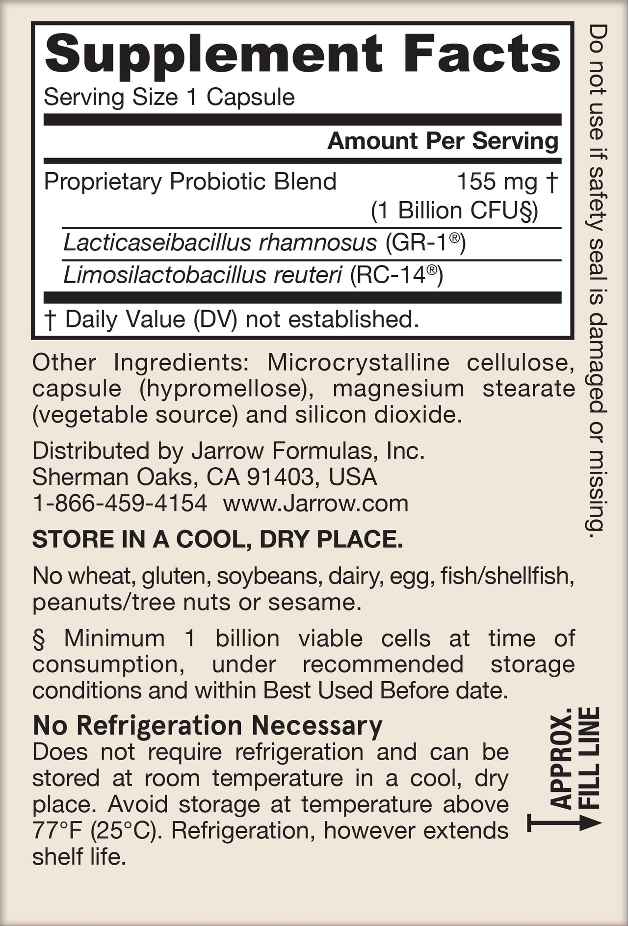 Jarrow Formulas Fem-Dophilus Vaginal Probiotics 1 Billion CFU with 2 Science-Backed Strains, Dietary Supplement for Vaginal & Urinary Tract Support, 30 Capsules, Up to a 30 Day Supply, Shelf-Stable