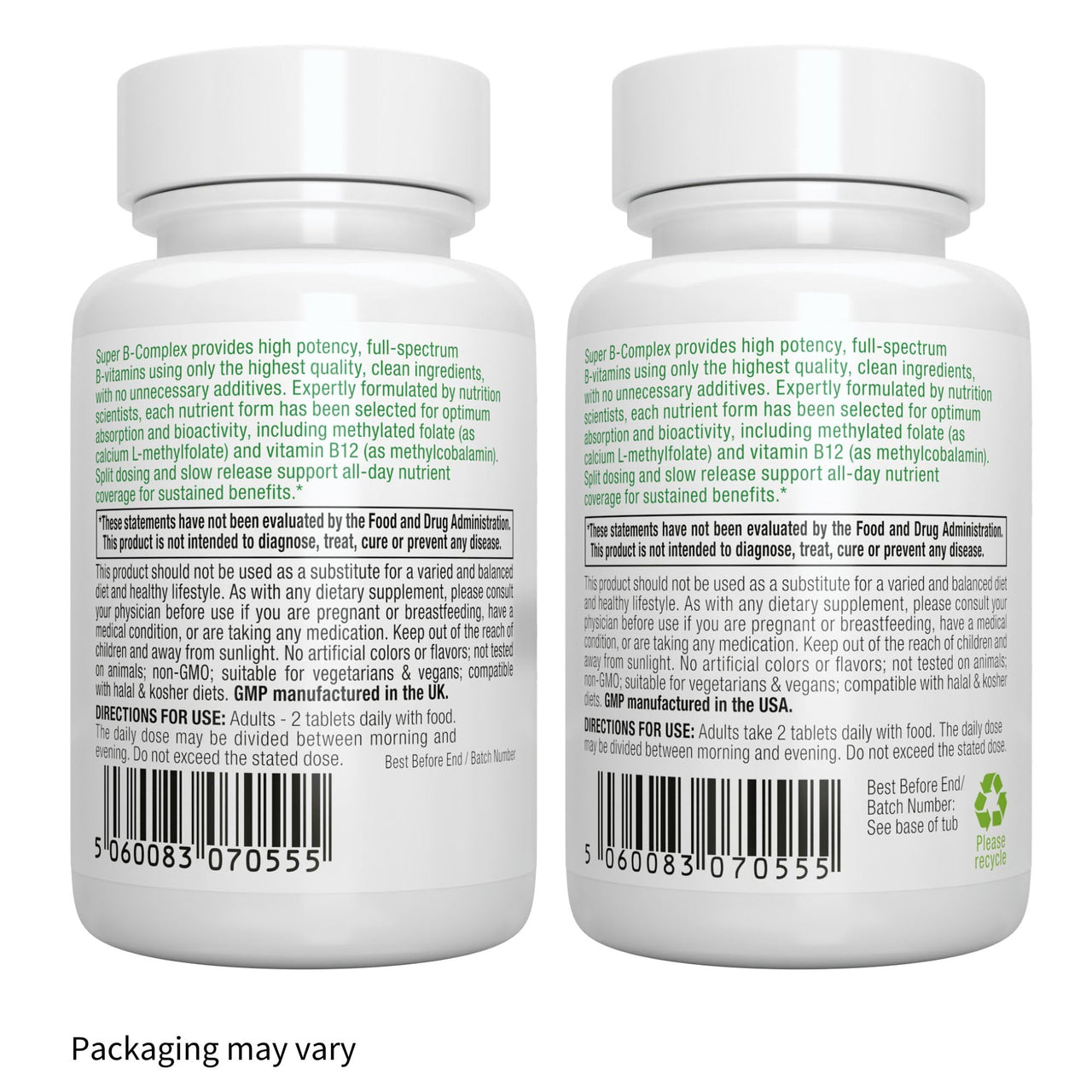 Igennus Super B-Complex Methylated B Vitamins, All Day Nutrient Delivery, Clean Label, MTHFR Supplement with Methylfolate & B12 Methylcobalamin, Vegan, Lab Verified, 60 Small Tablets