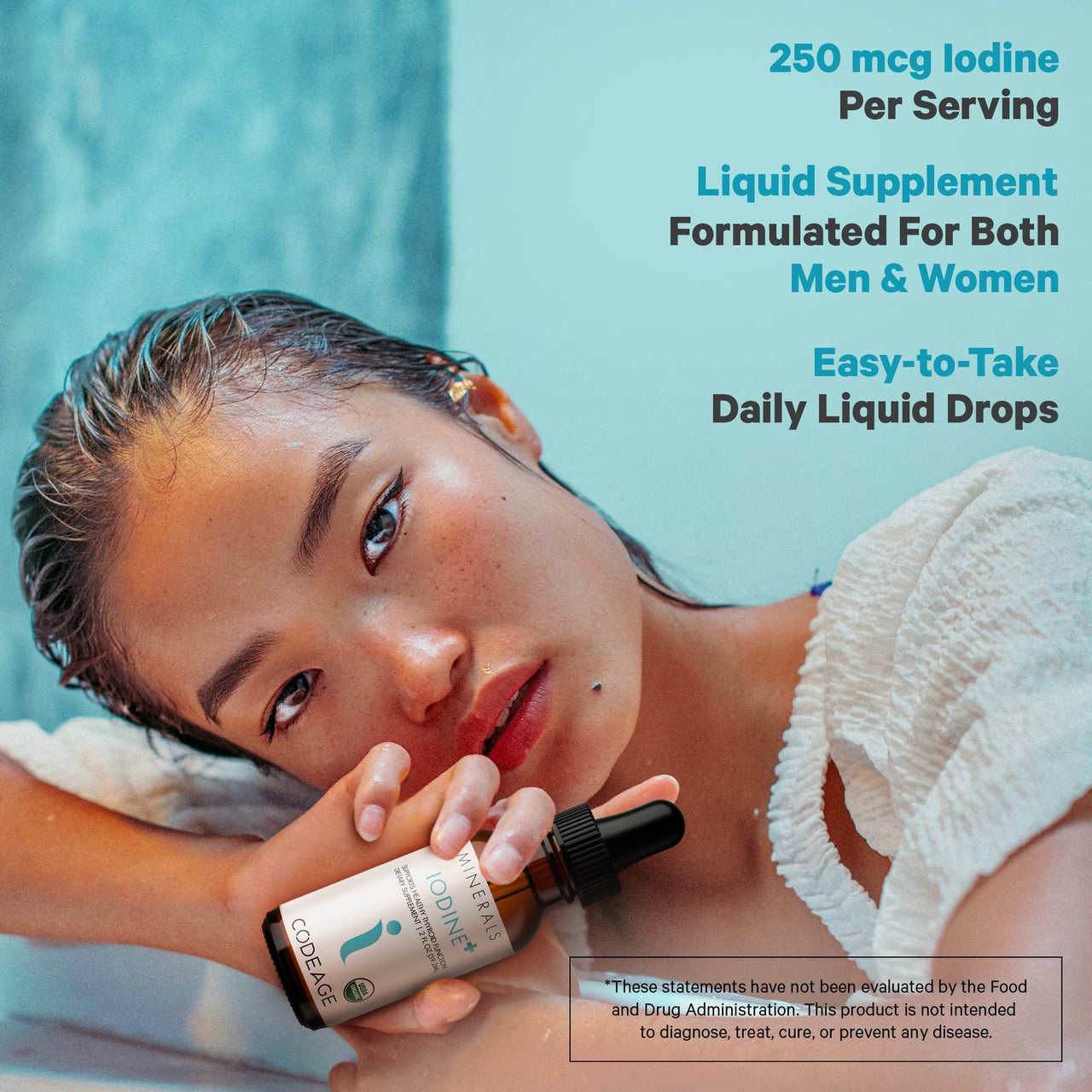 Codeage USDA Organic Iodine Drops – 250 Mcg - 1+ Year Supply - Liquid Iodine Supplement – Iodine Drops Solution - Pure, Clear Iodine - Vegan Iodine Liquid Drop - 2 fl oz - (2 Pack)