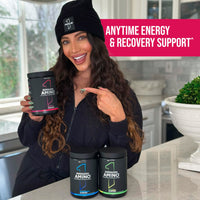 Thumbnail for Rule 1 Proteins Energized Amino – Anytime Energy and Recovery Support with BCAAs, Glutamine, Citrulline, Beta Alanine, and Caffeine from Green Coffee & Tea Leaf Extracts (30 Servings, Grape)