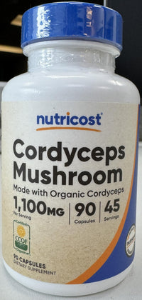 Thumbnail for Nutricost Cordyceps Mushroom Capsules 1100mg, 45 Serv - CCOF Certified Made with Organic, Vegetarian, Gluten Free, 550mg Per Capsule (90 Capsules)
