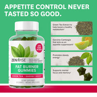 Thumbnail for Zenwise Health Fat Burner Gummies - Appetite Suppressant for Weight Loss with Green Tea Extract and Garcinia Cambogia for Metabolism + Green Coffee Bean and Raspberry Ketone - 60 Count Apple Gummies