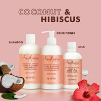 Thumbnail for SheaMoisture Moisturize and Define Shampoo, Conditioner and Styling Milk for Curly Hair Care Coconut and Hibiscus with Shea Butter and Coconut Oil
