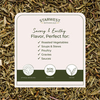 Thumbnail for Starwest Botanicals Organic Dried Thyme Leaves - Seasoning Spice for Cooking, Loose Leaf Herb for Tea, Cut & Sifted, Certified Kosher, Non-GMO - Bulk 1 lb Bag
