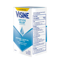 Thumbnail for Visine Dry Eye Relief Lubricant Eye Drops to Moisturize and Soothe Irritated, Gritty and Dry Eyes, Designed to Work Like Real Tears, Polyethylene Glycol 400, 0.5 fl. oz, 2 Pack