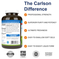 Thumbnail for Carlson - Vitamin D3, 2000 IU (50 mcg), Bone & Immune Health, Vitamin D Supplements, Cholecalciferol Supplement, Gluten Free Vitamin D Capsules, 360 Softgels