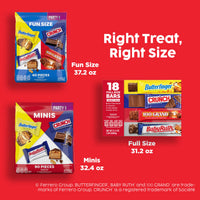 Thumbnail for Assorted Butterfinger, Crunch, Baby Ruth, and 100 Grand Fun Size Chocolates, 60 count Party Pack, 37.2 oz