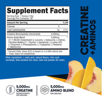 Thumbnail for Nutricost Creatine + Aminos 30 Servings (Peach Mango Flavored) - 5,000mg Creatine Monohydrate + 5000mg Amino BCAA Blend Per Serving
