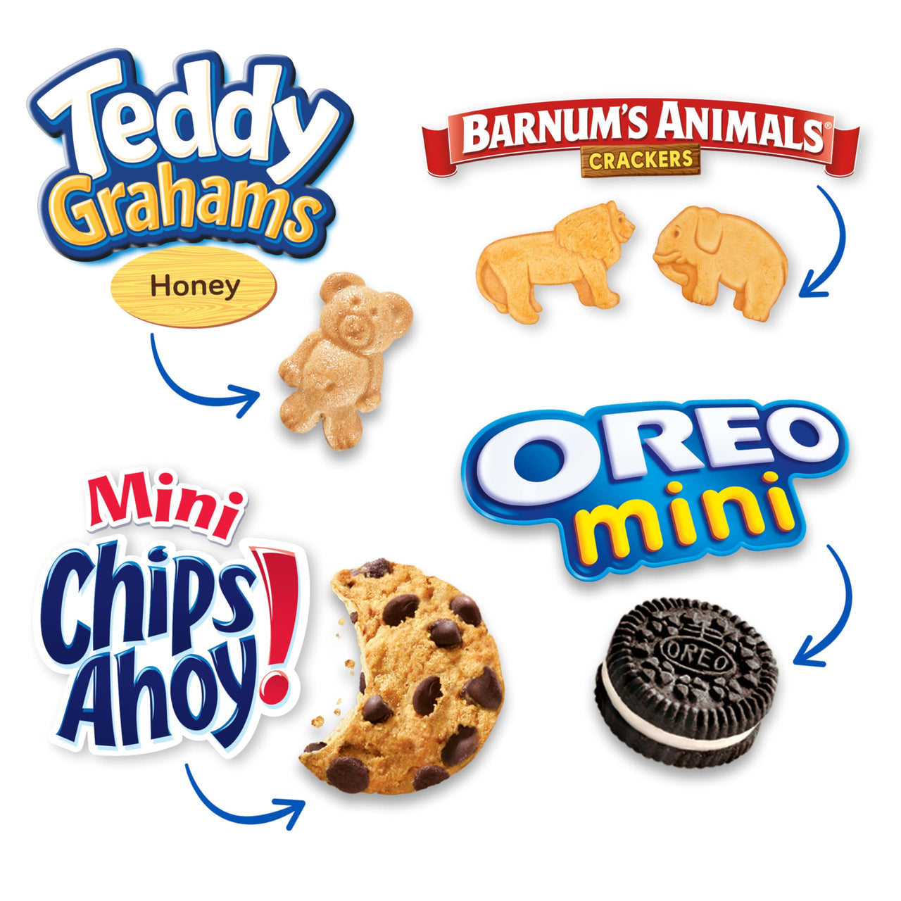 Nabisco Team Favorites Variety Pack, OREO Mini, CHIPS AHOY! Mini, Teddy Grahams Honey & Barnum's Animal Crackers, 30 Snack Packs