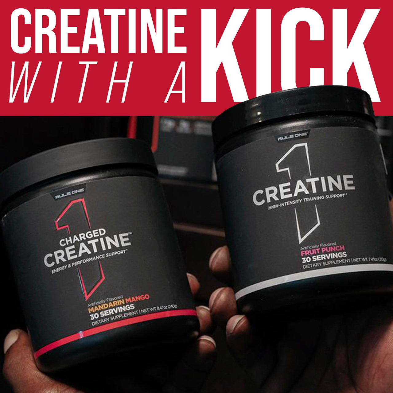 Rule 1 Proteins Charged Creatine - Multi-Function Workout Supplement with Creatine, Electrolyte, and Energy Blends for Intensity, Performance, & Hydration Support (30 Servings, Mandarin Mango)