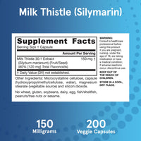 Thumbnail for Jarrow Formulas Milk Thistle Supplement 150 mg. 30:1 Milk Thistle Extract Standardized to 80% Total Flavonoids, Dietary Supplement for Liver Function Support, 200 Veggie Capsules, Up to 200 Day Supply