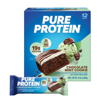 Thumbnail for Pure Protein Chocolate Mint Cookie Protein Bars – 20g Protein, 3g Sugar, 190 Calories (12 count) Low Sugar* High Protein Snack - Gluten Free - Perfect for a Healthy Snack