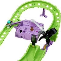 Thumbnail for Hot Wheels Toy Car Track Set, RacerVerse Minecraft Playset & Die-Cast Diamond Armor Steve in Minecart Vehicle, Launch & Race to Defeat Ender Dragon