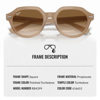 Thumbnail for Ray-Ban RB4399 GINA Square Shape Sunglasses With Eyewear Kit Bundle - High Bridge Fit - Ideal Formal and Casual Wear Square Sunglasses