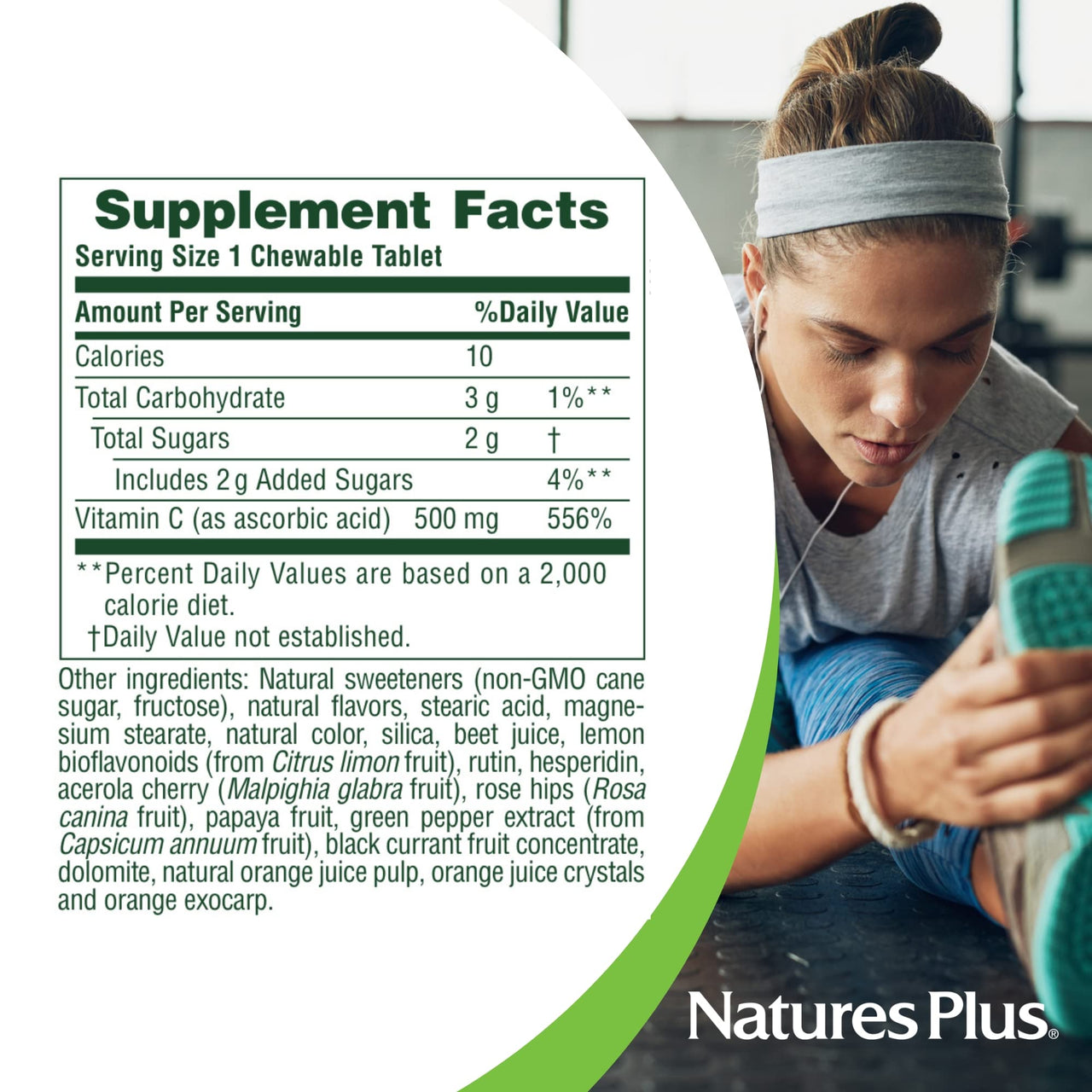 NaturesPlus Orange Juice Chewable Vitamin C - 500 mg, 90 Tablets - High Potency Immune & Vascular Health Support Supplement, Antioxidant - Gentle On Stomach - Vegetarian, Gluten-Free - 90 Servings